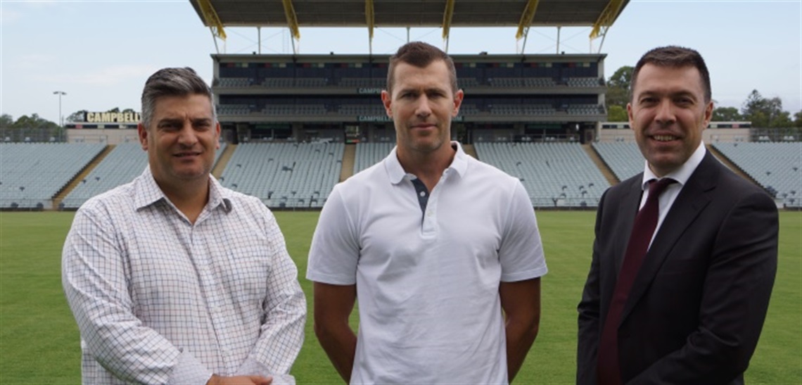 Gino Marra, Brett Emerton and Mayor George Brticevic