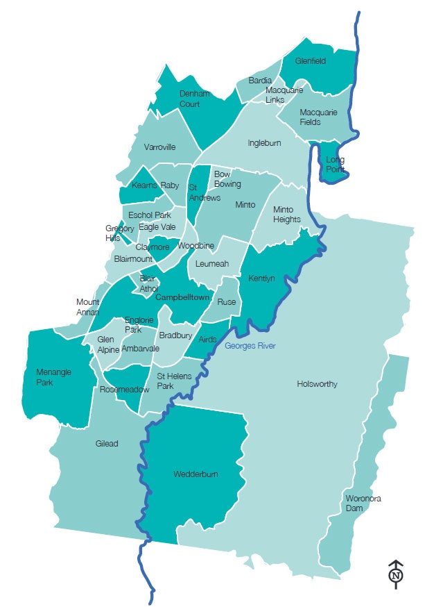 Map of suburbs - Campbelltown Local Government Area
