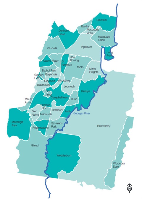 Map of Suburbs - Campbelltown Local Government Area