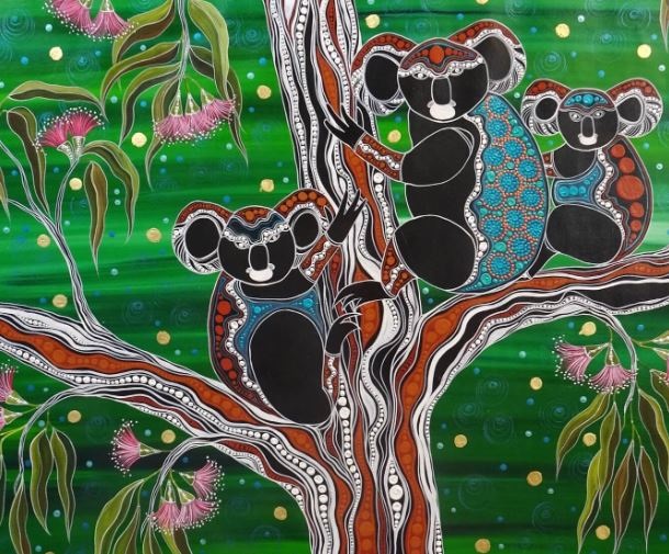 Artwork of Koalas in Gumtree by Melanie Hava 
