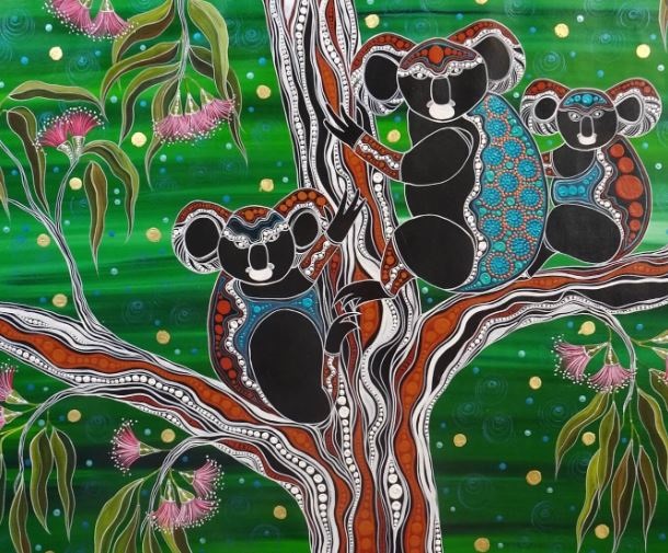 Artwork of Koalas in Gumtree by Melanie Hava