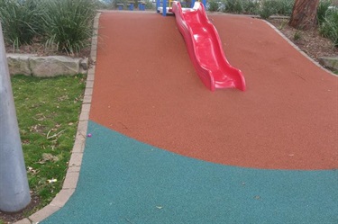 Slide easy with a cushioned landing onto the softfall area