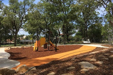 Children can run around on the play equipment