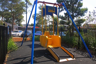 A swing for caters specially to kids with disabilities is also available