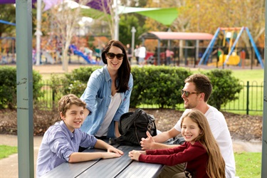 Relax at an undercover picnic table