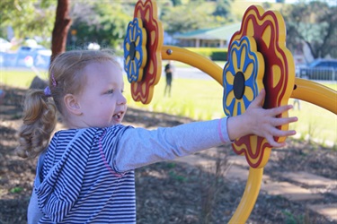 Playing at one of the interactive games