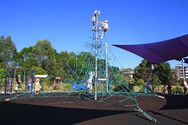 The climbing frame is the centrepiece of the playground