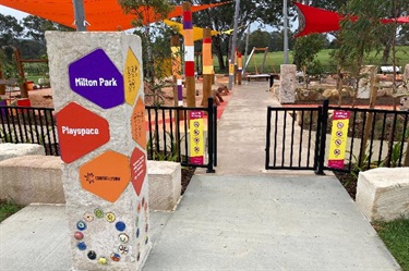 Entrance to the Milton Park Playspace at Macquarie Fields