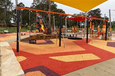 Inclusive swing set and lots of soft rubber ground cover