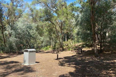 Seating area under the trees