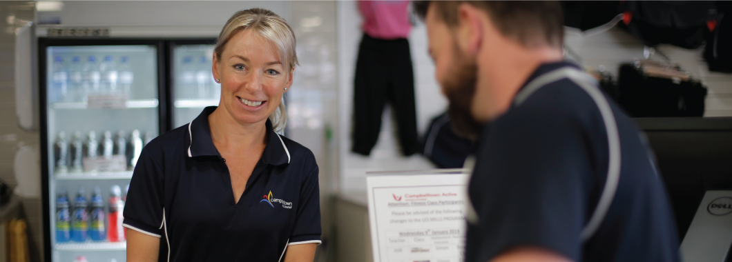 Centre staff greeting a customer