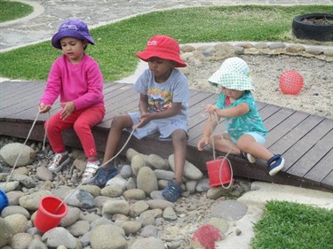 Three children playing