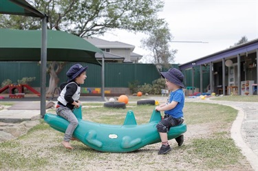 Two children playing outdoor