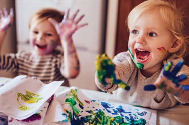 Mobile playgroup has creative experiences where you get to do finger painting