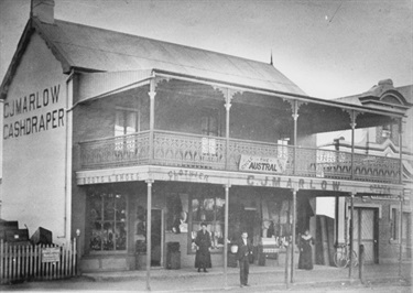 C.J.Marlow settled in Campbelltown with the family, and had a store next door to the Fire Station, where the entrance to the Mall is now. Percy followed in his father’s foosteps and became a store owner.