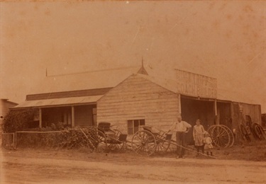 House next to the Tripp Coach Building business. This was located in Iolanthe Street, Campbelltown. The man is a Tripp but name unknown as are the children.