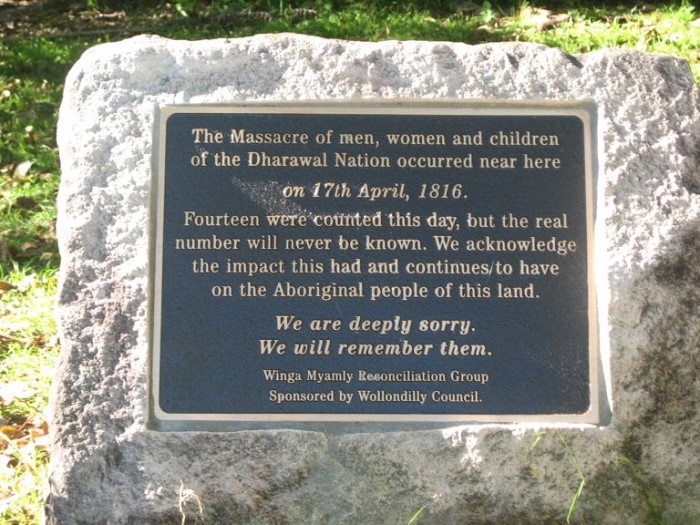 Plaque to commemorate Appin Massacre 