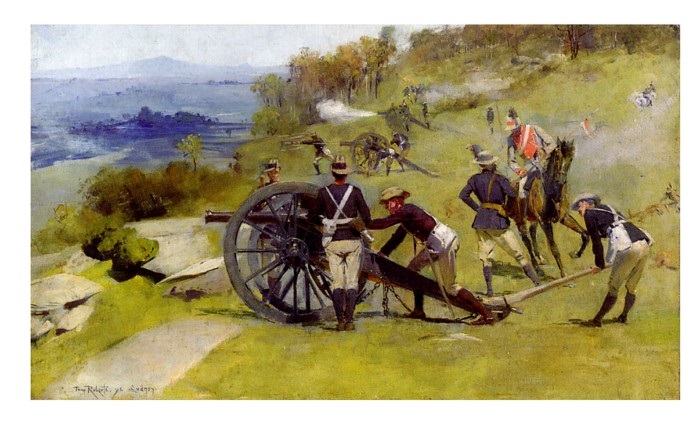 painting of war games in action