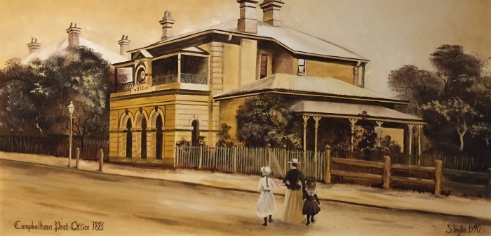 Painting of the first post office building in Campbelltown