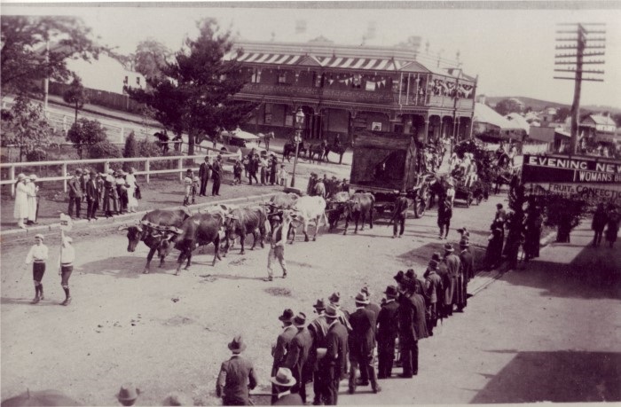 Bull procession down Queen Street