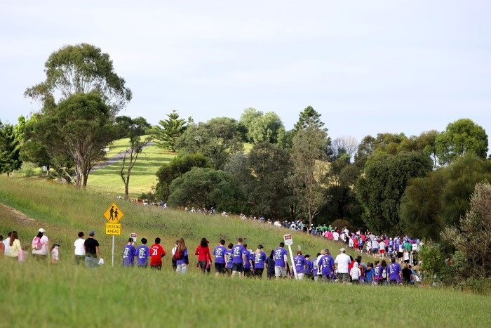 Participants walking the Challenge walk trail