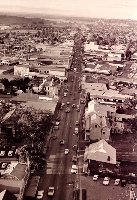 Aerial view of Queen Street 1970s