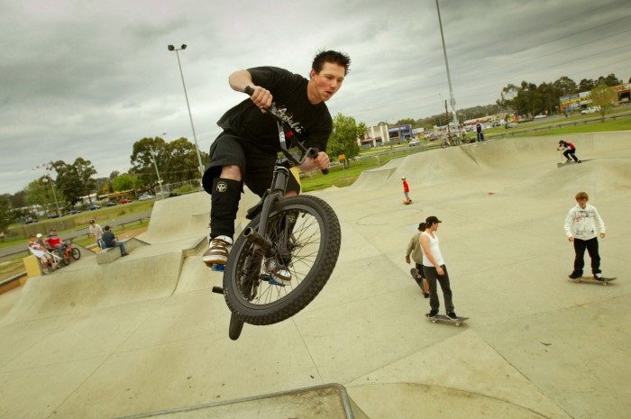 Bike rider mid jump 