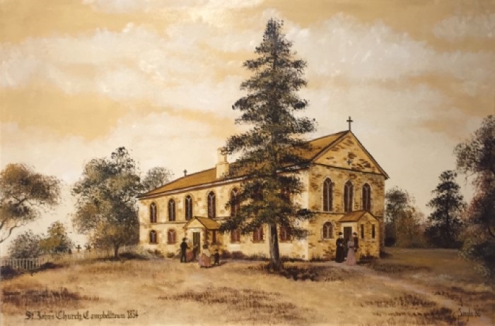 The orginal St Johns Church Campbelltown as it appeared in 1830