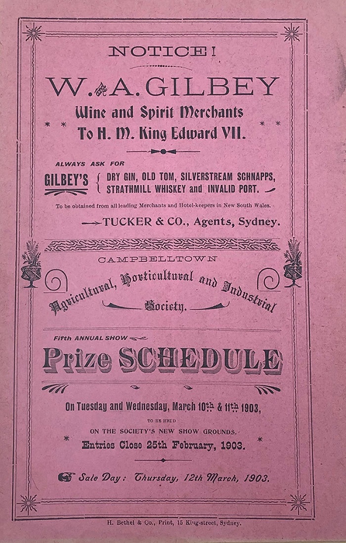 A copy of the Campbelltown Show progrma from 1900