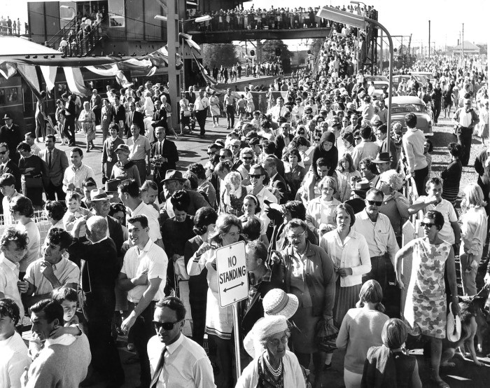 Crowds at Campbelltown Station