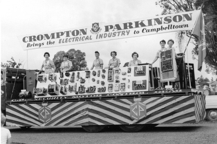 A float with staff from Crompton Parkinson