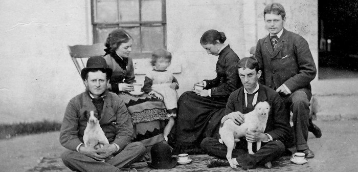 A family enjoying afternoon tea in the 1870s