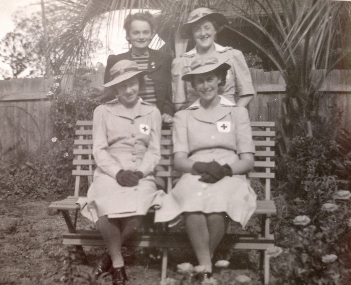 four ladies in their Voluntary Aid uniforms