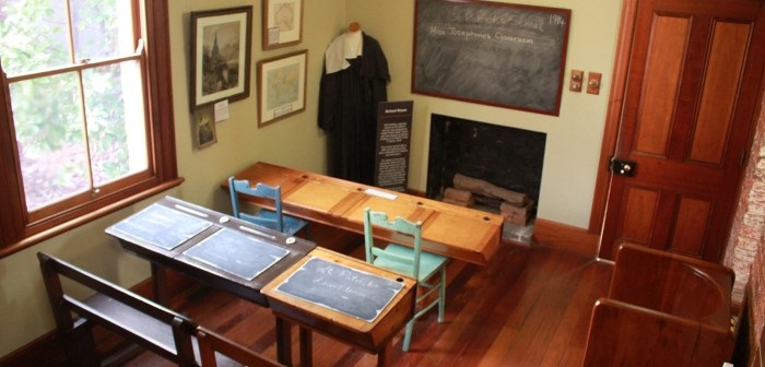 Photo of the replica 1840s classroom at Quondong 