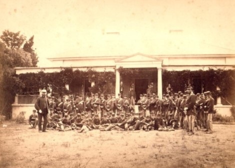 Sepia photograph of the pupils of the the St Marks Collegiate School in 1866