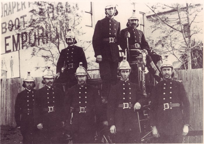 Old photograph of members of the early fire brigade in Campbelltown