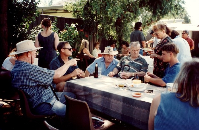 1990s style backyard barbeque 