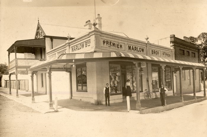 A street view of Percy Marlow's store in Campbelltown