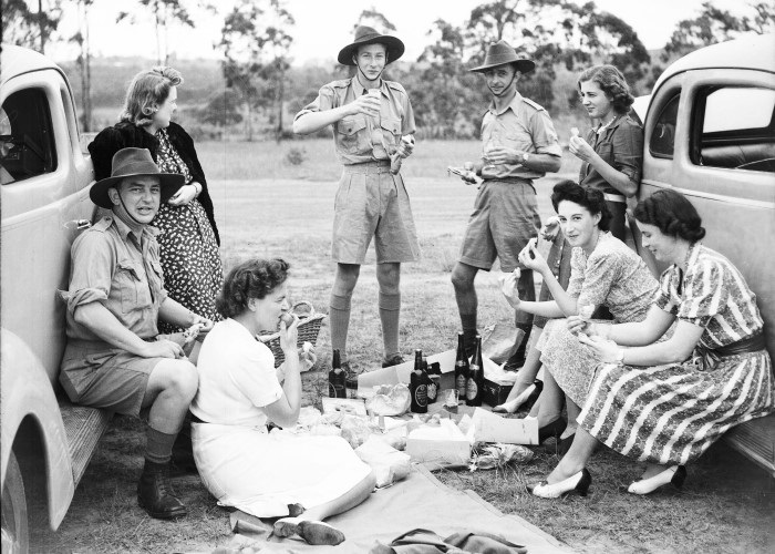 Troops and their partner picnicing before they head off to war 