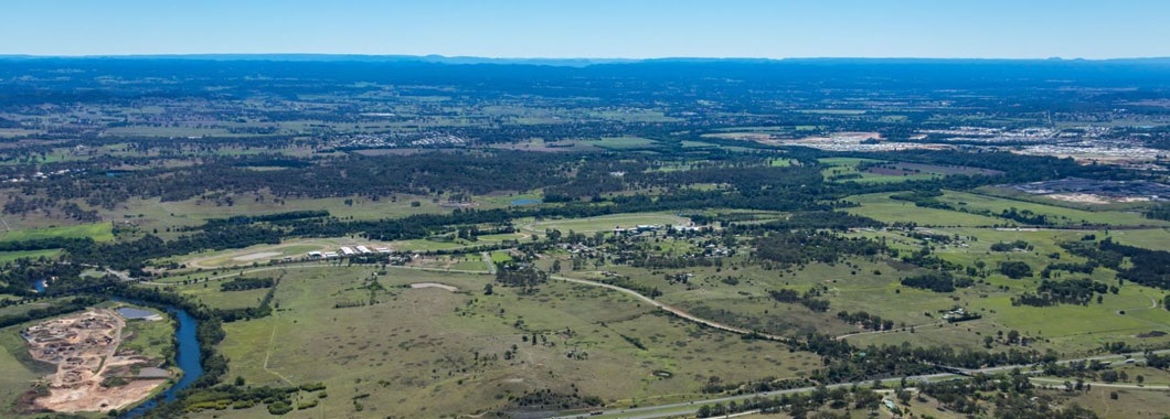 Aerial view of Menangle park in New South Wales