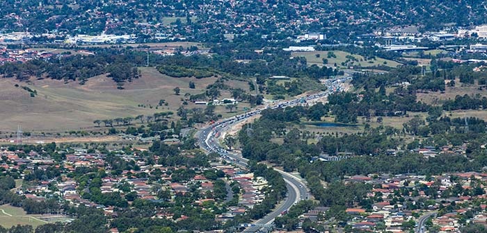 aerial view of Campbelltowns freeway