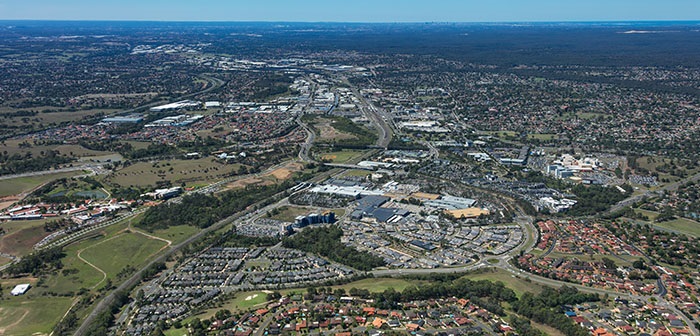 Aerial view of Campbelltown CBD