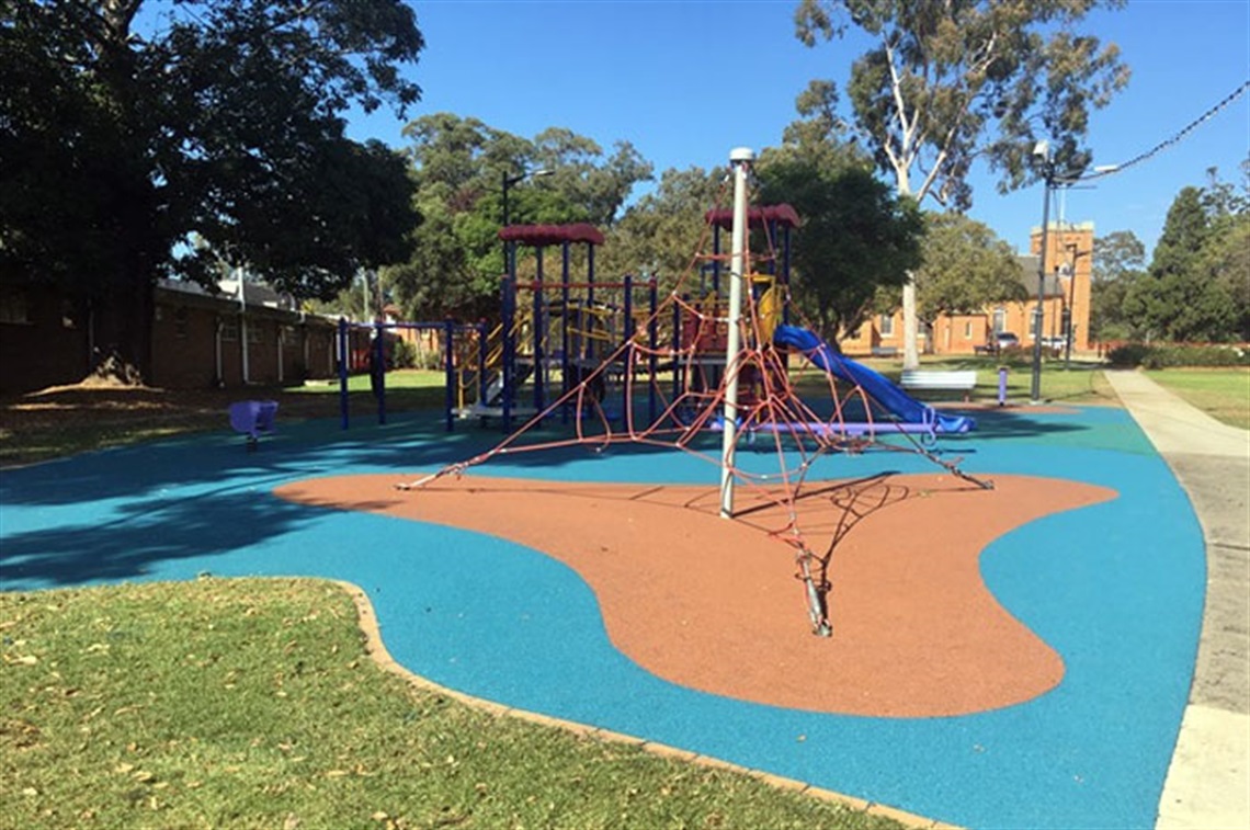 Kids will enjoy the softfall playground with its climbing frame, slippery slide and wobbly bridge