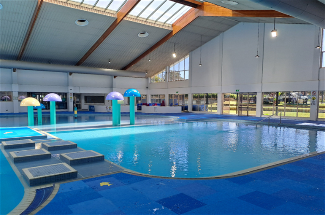 Pool with blue flooring
