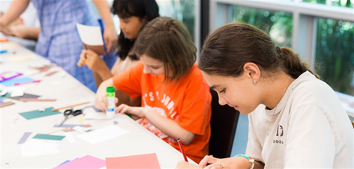 Kids participating in a school holidays workshop at the Arts Centre