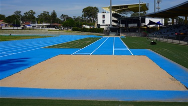 The long jump pit at the athletics track