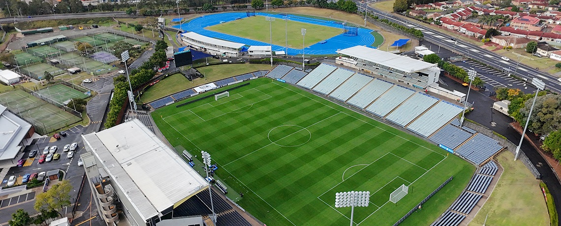 Overhead image of Campbelltown Sports Stadium and Athletics Centre