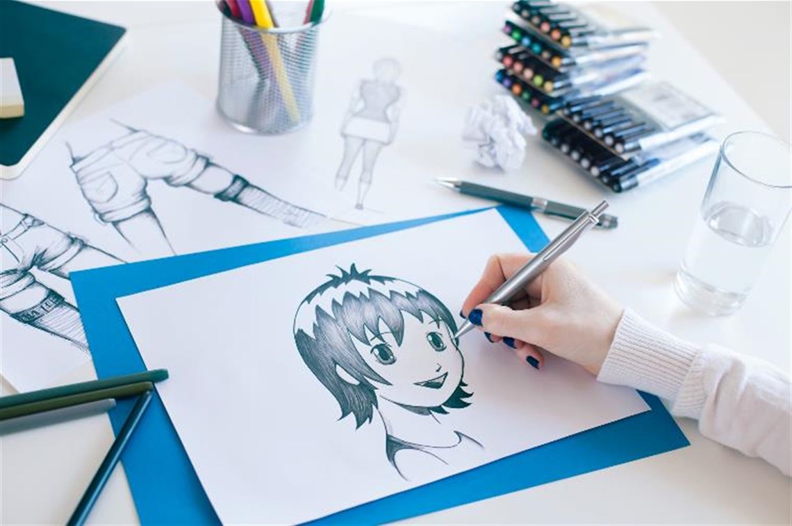 Drawing of comic character.
