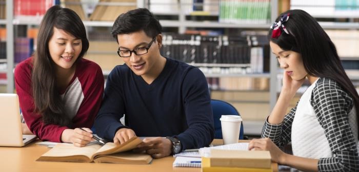Teens studying
