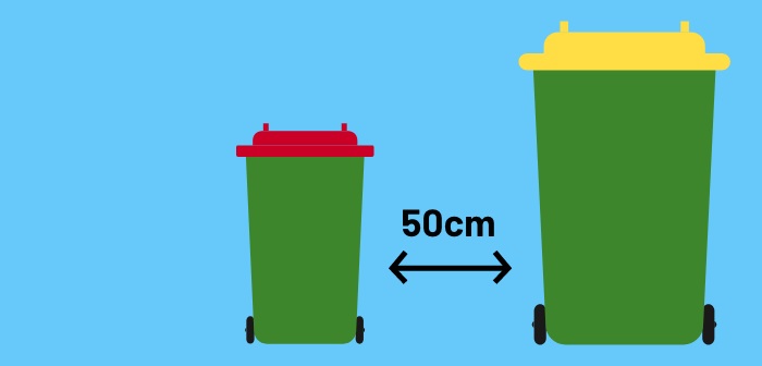 Make sure your bins are placed at least 50cm apart